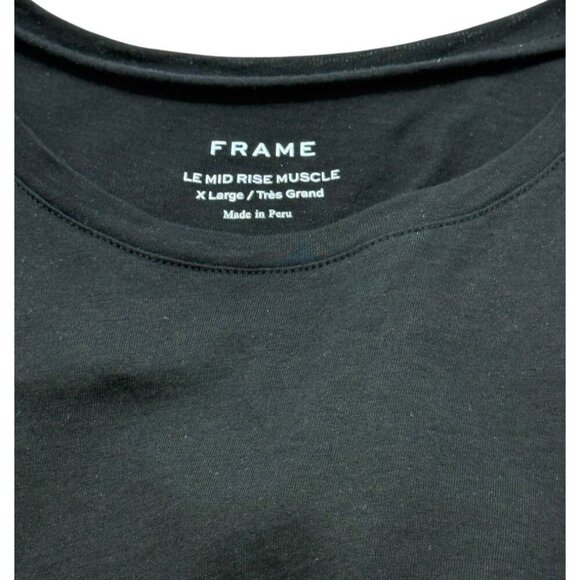 Frame Le Mid Rise Muscle T-Shirt Black Cap Sleeve 100% Cotton Women's Size XL - Picture 4 of 7